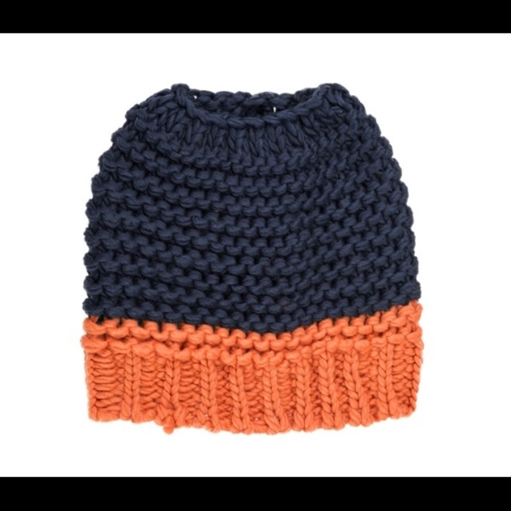 Auburn Football Knitted Bun Hat Orange/navy